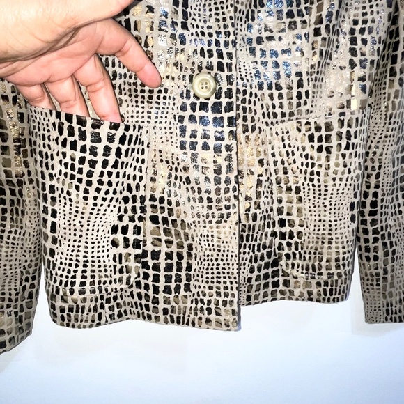 LAUREN TAYLOR Metallic Gold Black Animal Print Blazer Women’s 4 - Picture 6 of 6